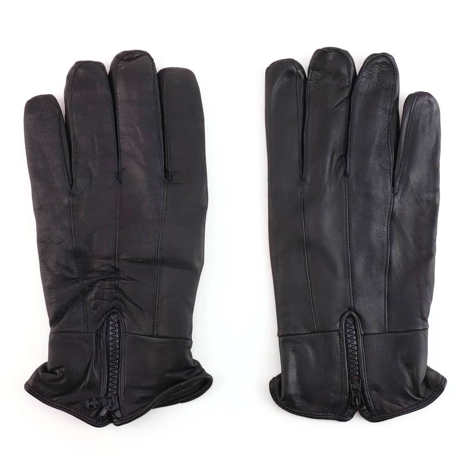 Armycrew Men's Thermal Lined Insulated Classic Zipper Leather Gloves
