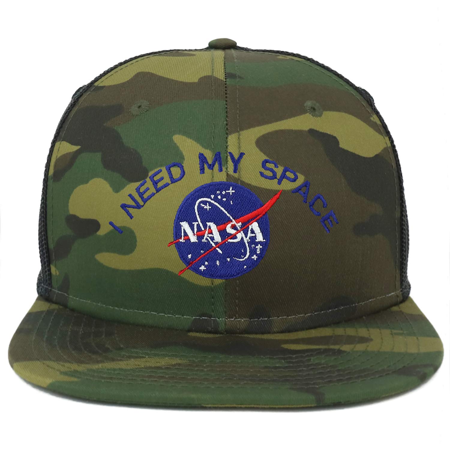 Armycrew Oversize XXL NASA I Need My Space Embroidered Camouflage Flat