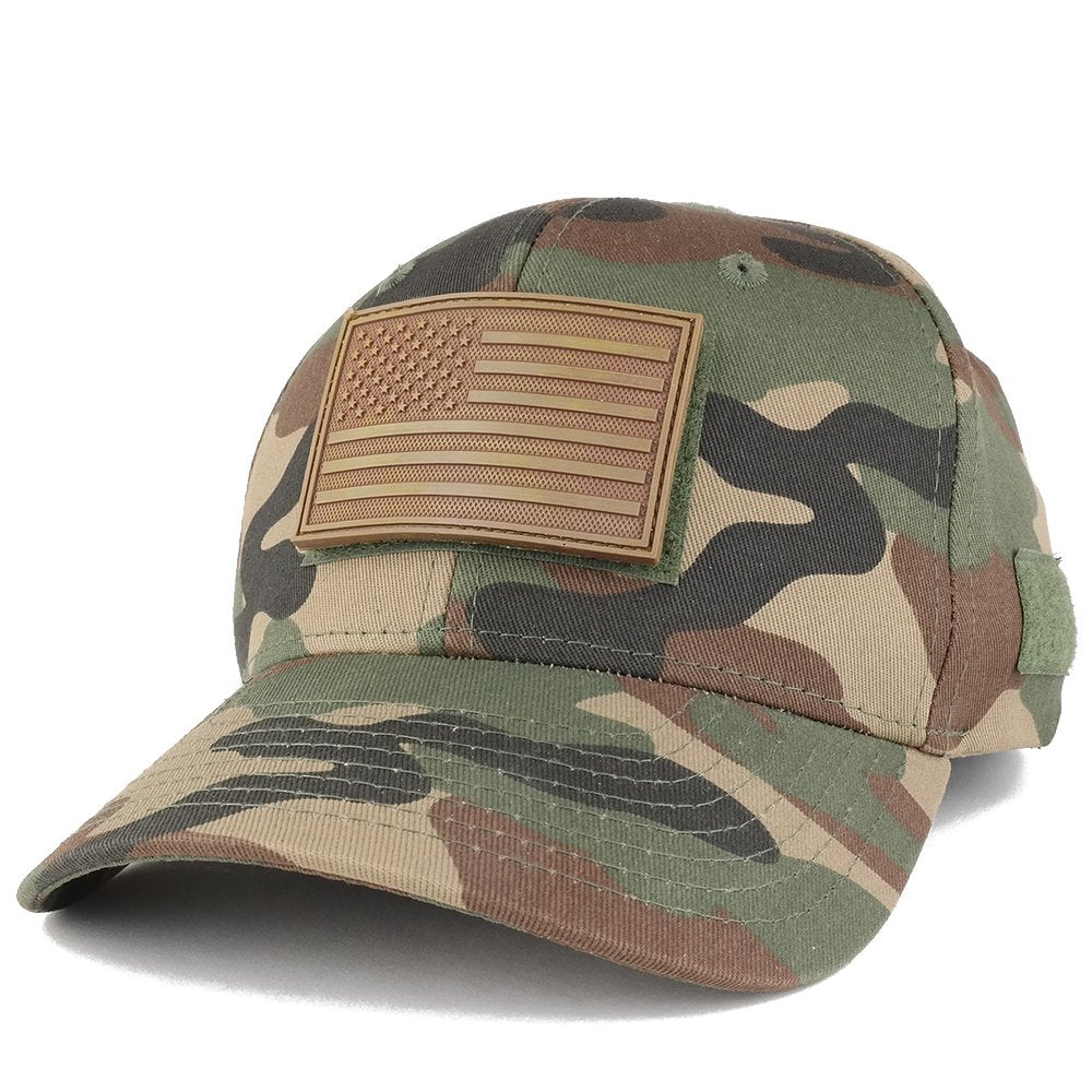 Armycrew US American Flag Coyote 3D Rubber Tactical Patch with Adjustable Structured Operator Cap