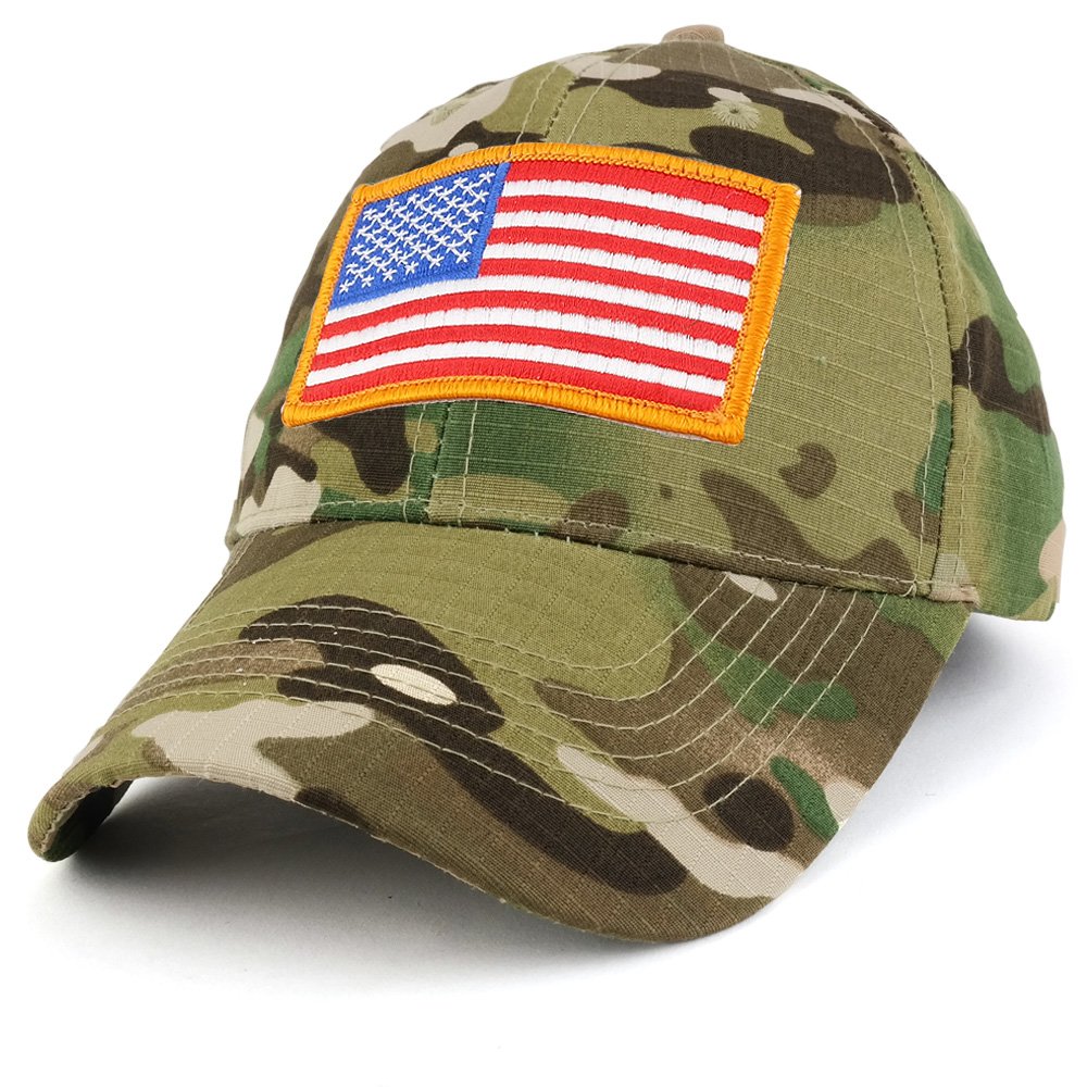 Armycrew USA Gold American Flag Embroidered Tactical Patch with Adjustable Operator Cap