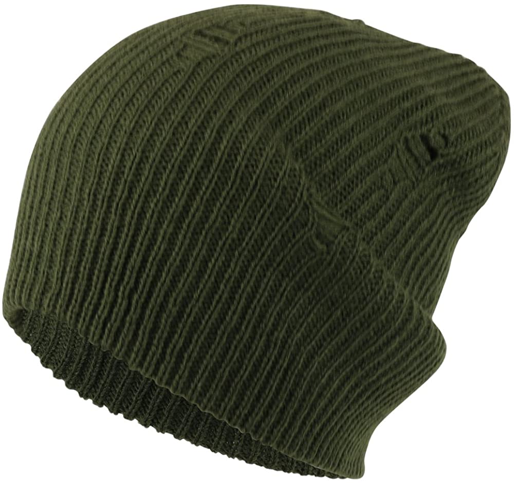 Armycrew Vintage Slouchy Beanie - Frayed Knit Pattern, Double Layered, 100% Acrylic, One Size Fits Most
