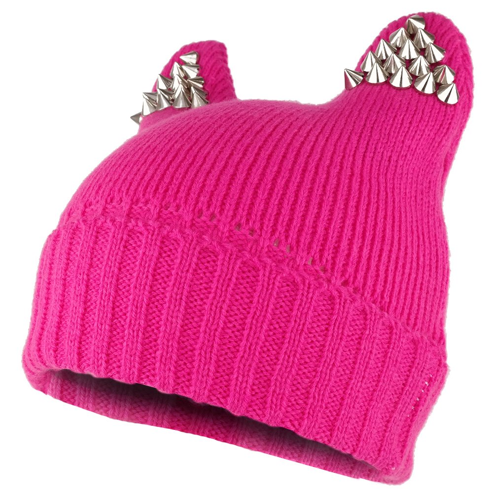 Pussyhat Women's Spiked Stud Cat Ear Beanie Hat