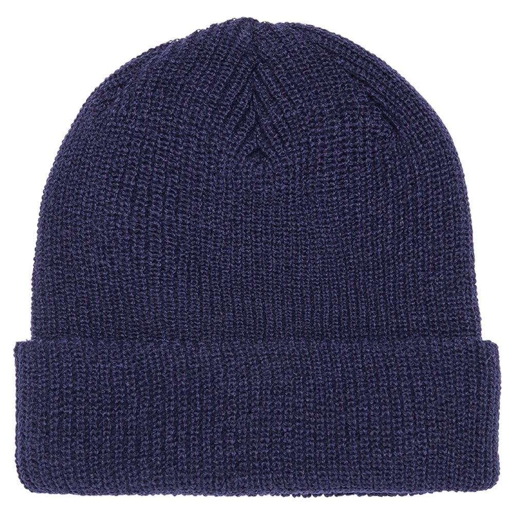 FLEXFIT Ribbed Cuffed Knit Warm Winter Beanie Hat - BLACK