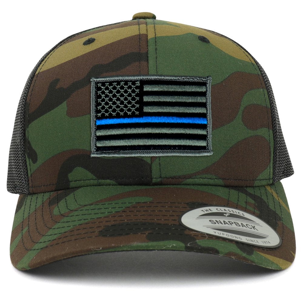 Armycrew American Flag Patch Snapback Trucker Mesh Cap - Camo