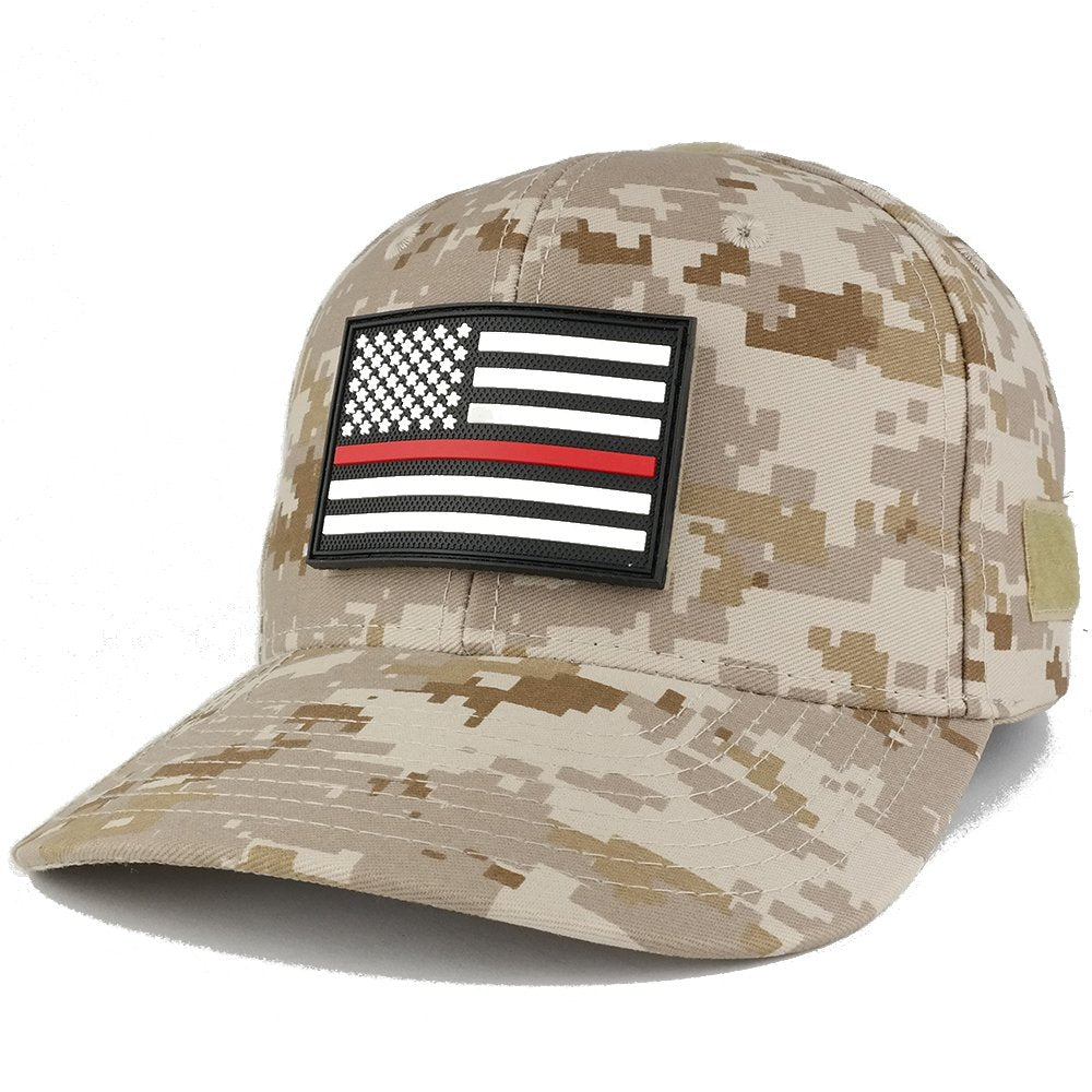 Thin RED Line USA Flag 3-D Rubber Tactical Patch Adjustable Structured Operator Cap
