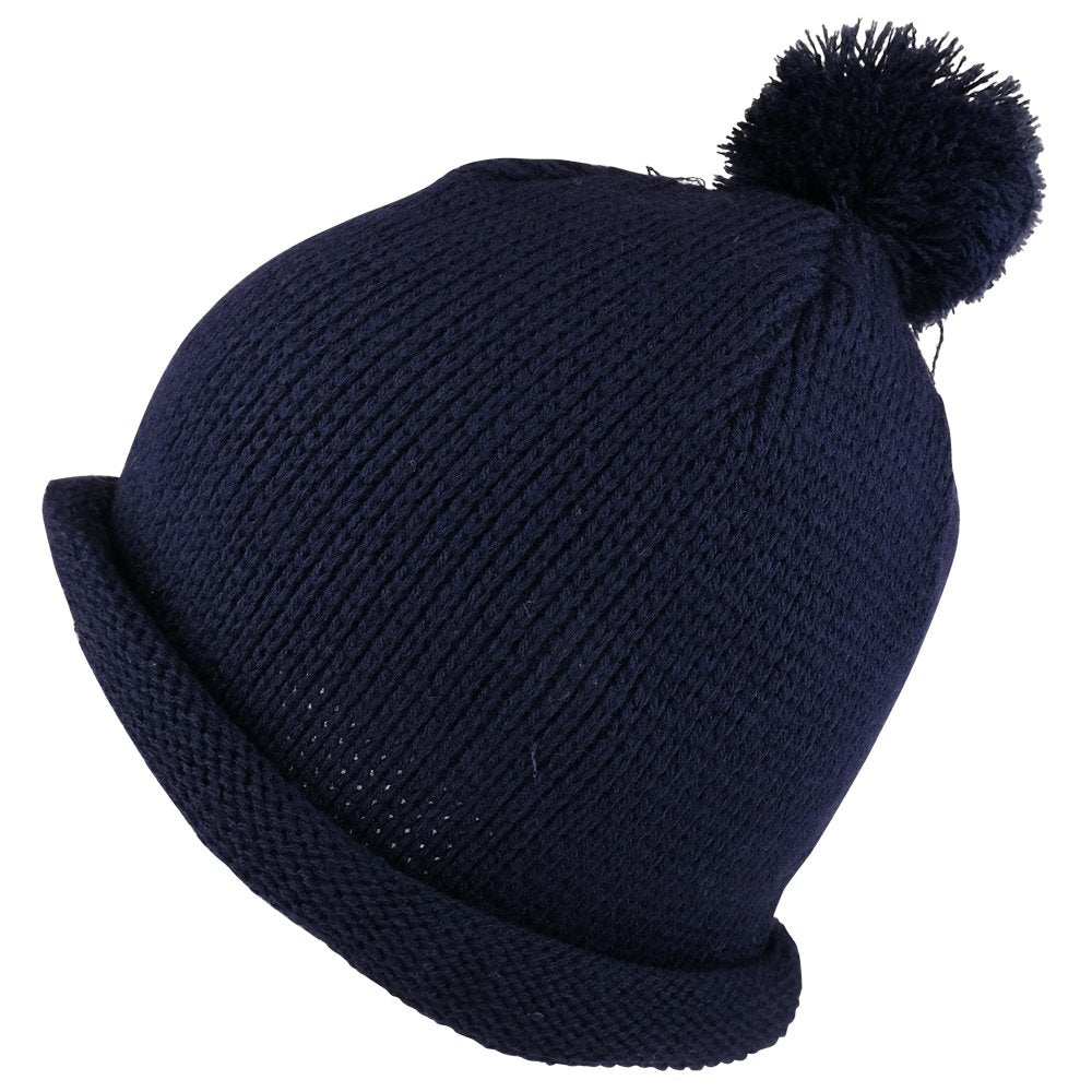 Armycrew Winter Solid Color Roll Up Knit Beanie Hat with Pom Pom
