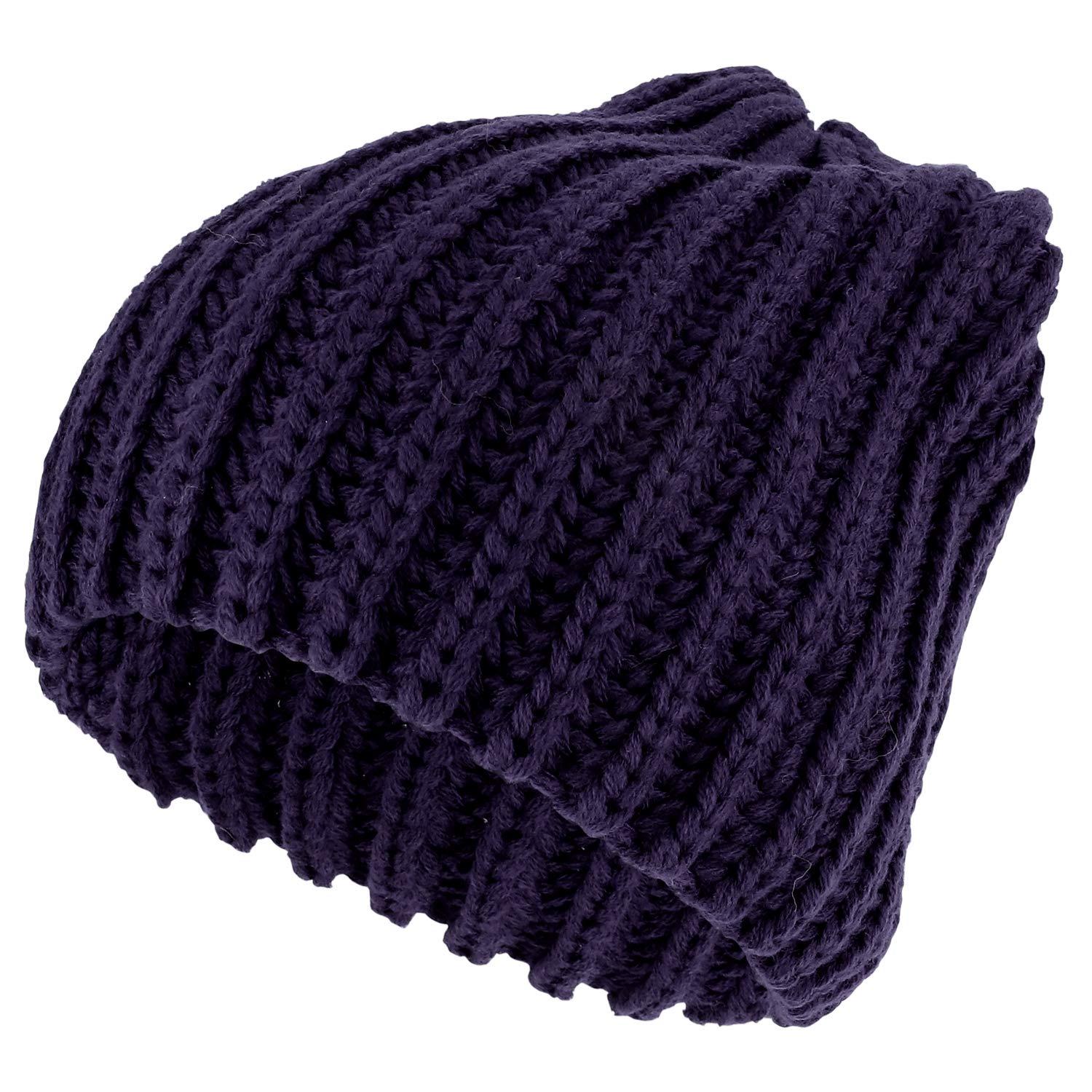 Armycrew Plain Thick Ribbed Winter Slouchy Beanie Hat