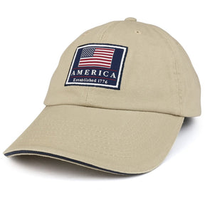 America Established 1776 Embroidered Cotton Washed Twill Baseball Cap