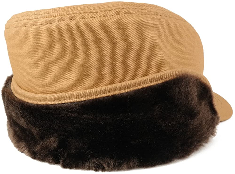 Armycrew Men's Duck Work Superior Cotton Winter Ball Cap with Earflap - Brown