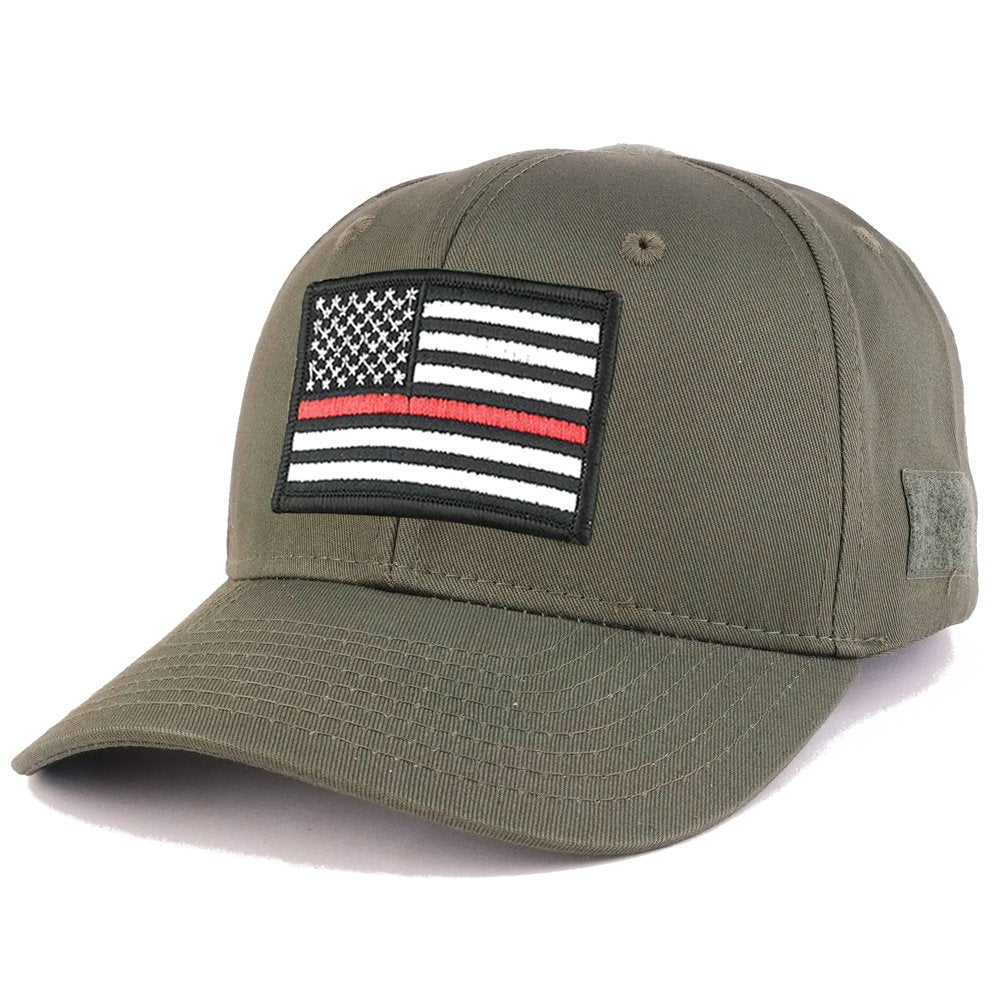 Thin Red Line Tactical Embroidered USA Flag Patch Adjustable Structured Operator Cap