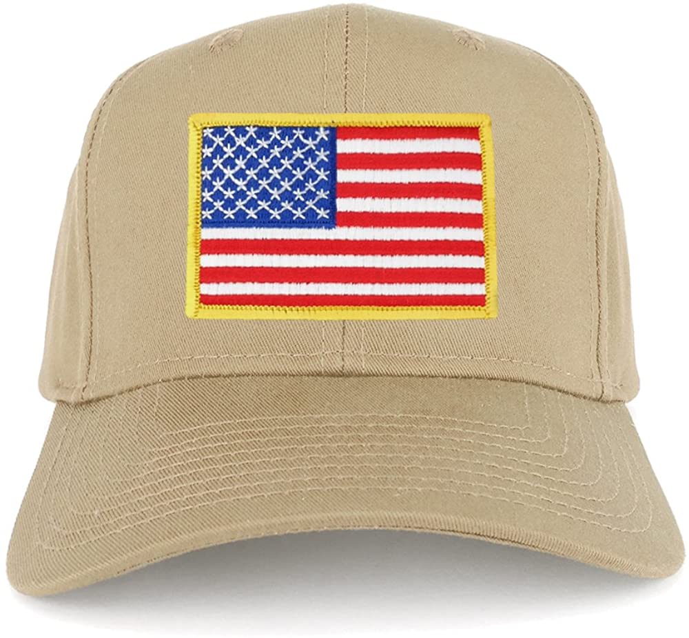 Armycrew XXL Oversize Yellow USA American Flag Patch Solid Baseball Cap