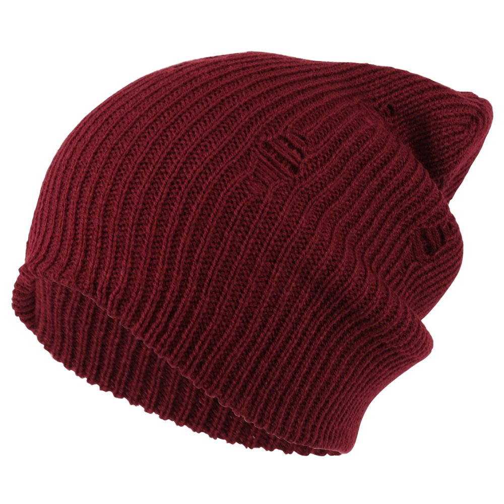Armycrew Vintage Frayed Pattern Knit Deep Slouchy Beanie
