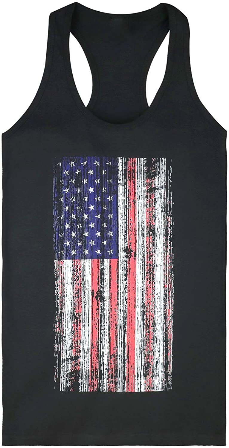 Armycrew Distressed Vintage US American Flag Cotton Graphic Tanks