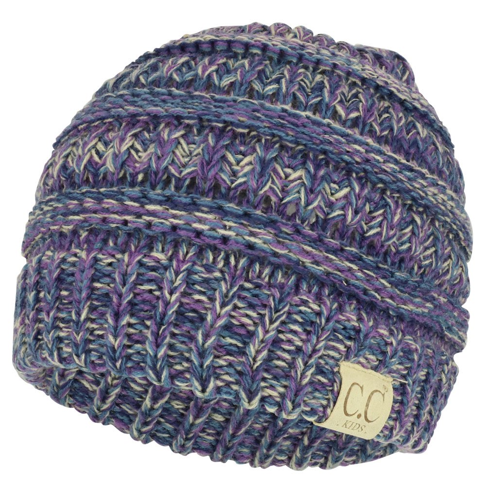 Kids 4-Tone Multi Color Knit Winter Beanie Hat