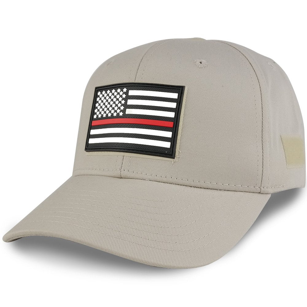 Thin RED Line USA Flag 3-D Rubber Tactical Patch Adjustable Structured Operator Cap