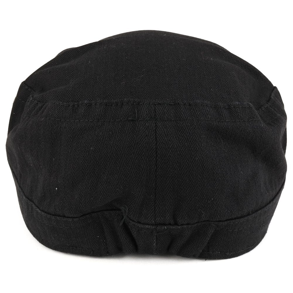 Frayed Herringbone Textured Elastic Band Army Style Cap