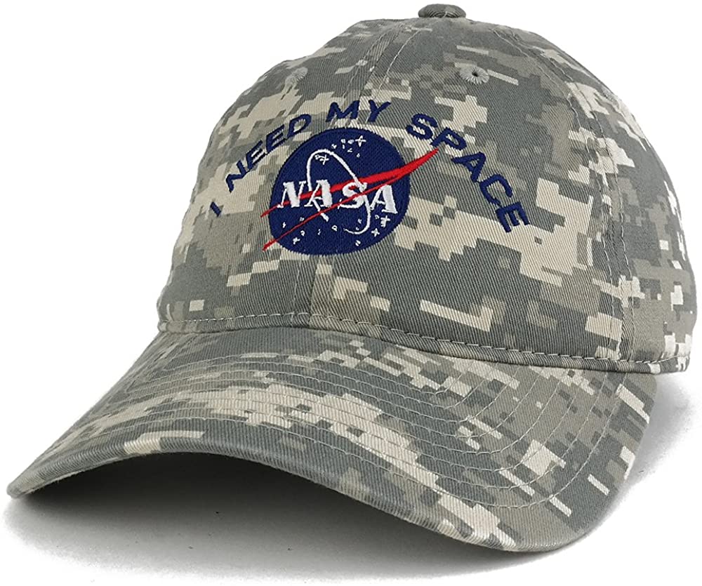 NASA, I Need My Space Embroidered Low Profile Adjustable Camo Cap