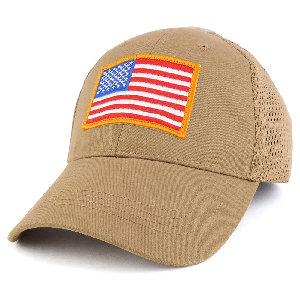 Armycrew USA Gold American Flag Embroidered Tactical Patch with Mesh Operator Cap