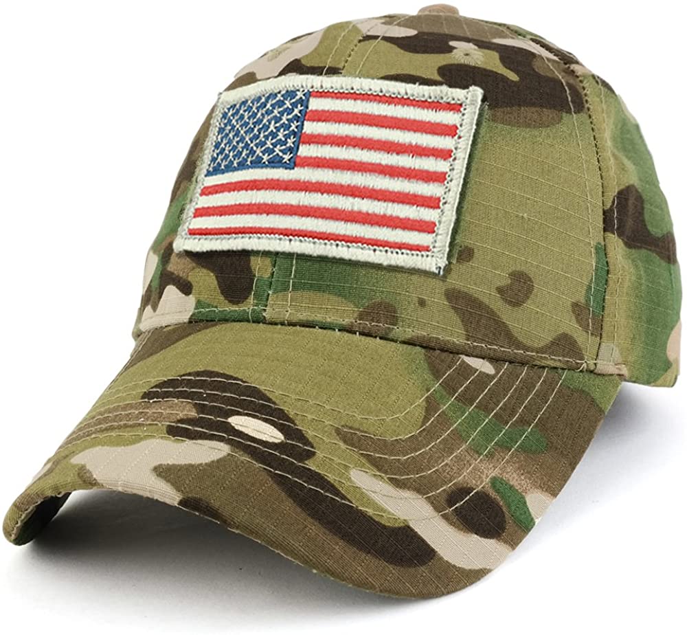 Armycrew USA White Flag Tactical Patch Cotton Adjustable Baseball Cap