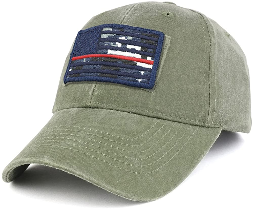 Armycrew USA Navy Thin Red Flag Tactical Patch Cotton Adjustable Baseball Cap