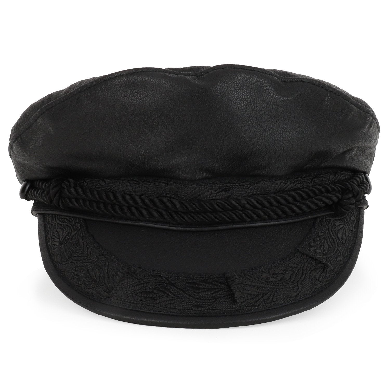 Armycrew Made in USA Genuine Leather Greek Style Rope Band Newsboy Fisherman Hat