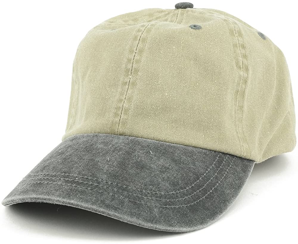 Armycrew Low Profile Blank Two-Tone Washed Pigment Dyed Cotton Dad Cap - Khaki Black