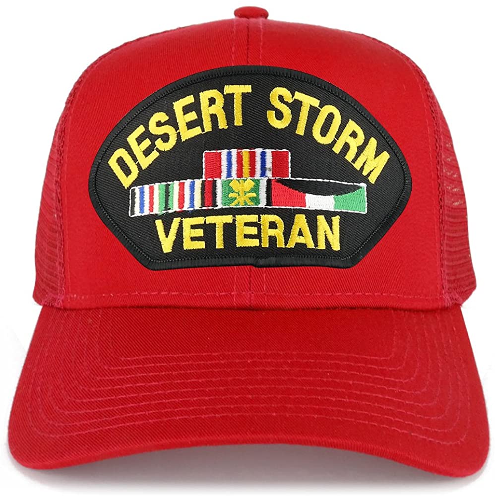 Armycrew Desert Storm Veteran Embroidered Patch Snapback Mesh Trucker Cap