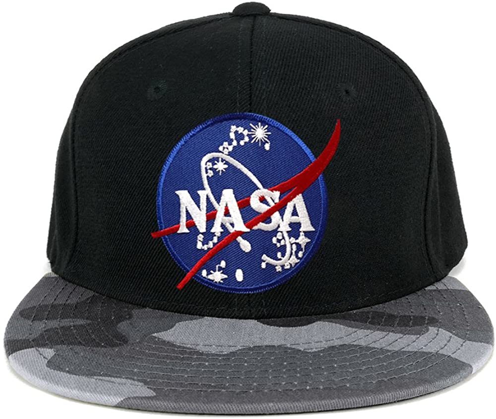 NASA Insignia Space Embroidered Iron on Patch Camo Flat Bill Snapback Cap