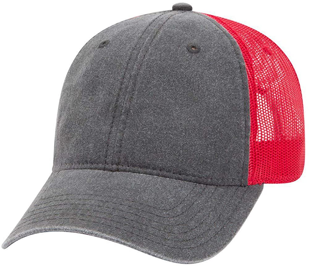 Armycrew Low Profile Washed Pigment Dyed Cotton Mesh Back Trucker Cap