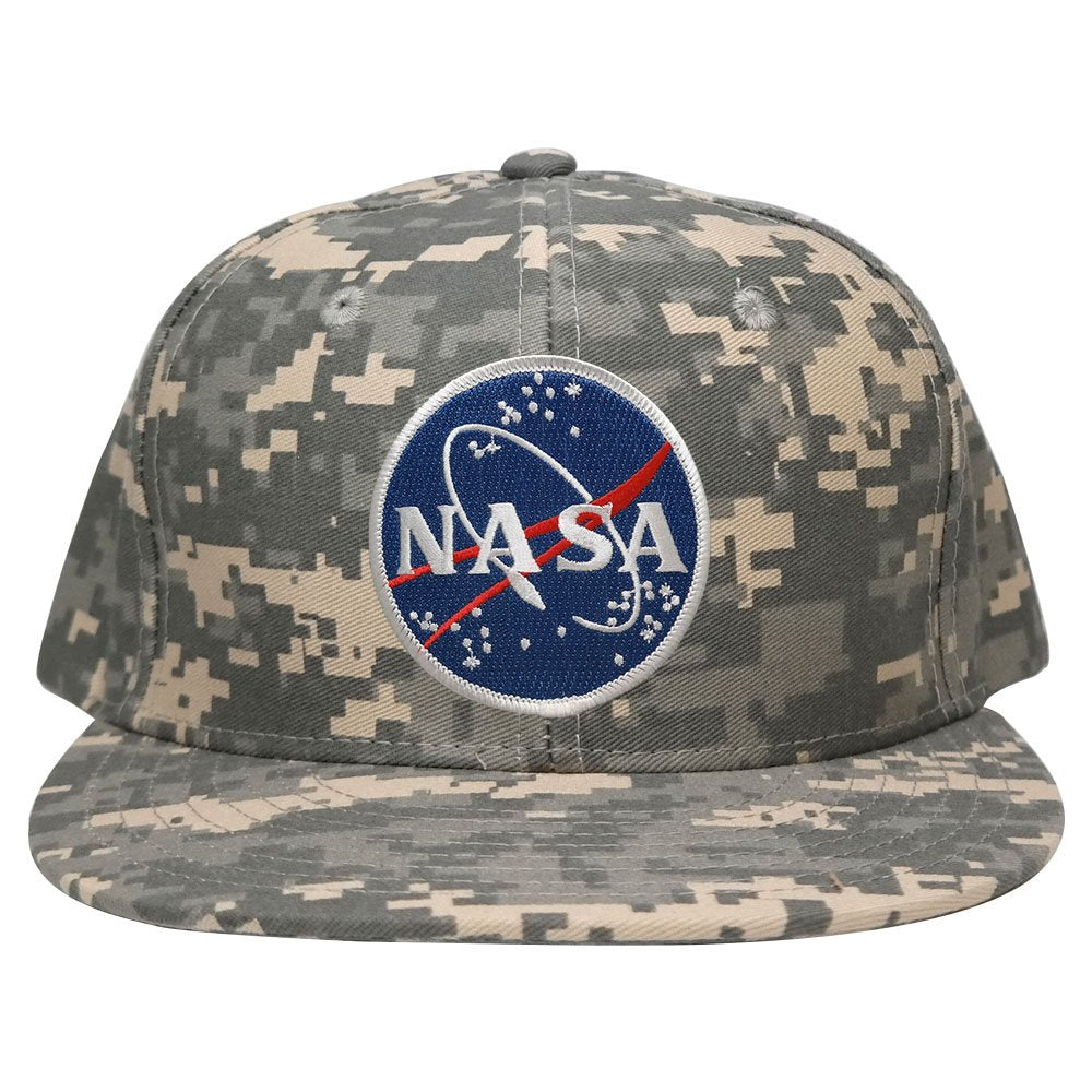 DECKY Digital Camo NASA Meatball Embroidered Iron Patch Logo Flat Bill Snapback Cap - ACU