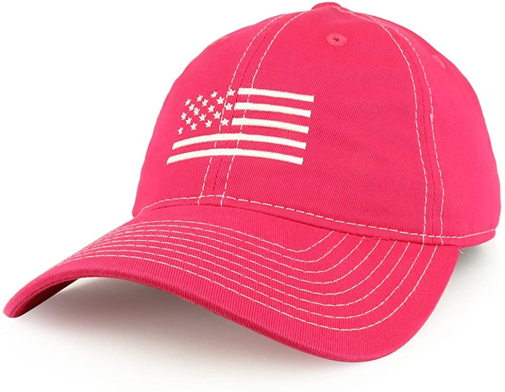 Armycrew American Flag Embroidered Contrast Stitch Soft Crown Dad Hat
