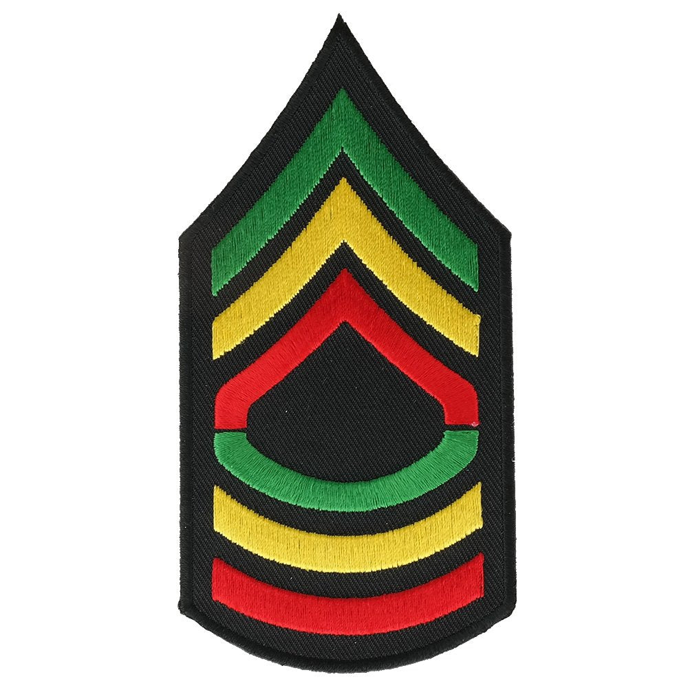 Military Ranking Sergeant Rasta Embroidered Iron on Patch 2 Pack