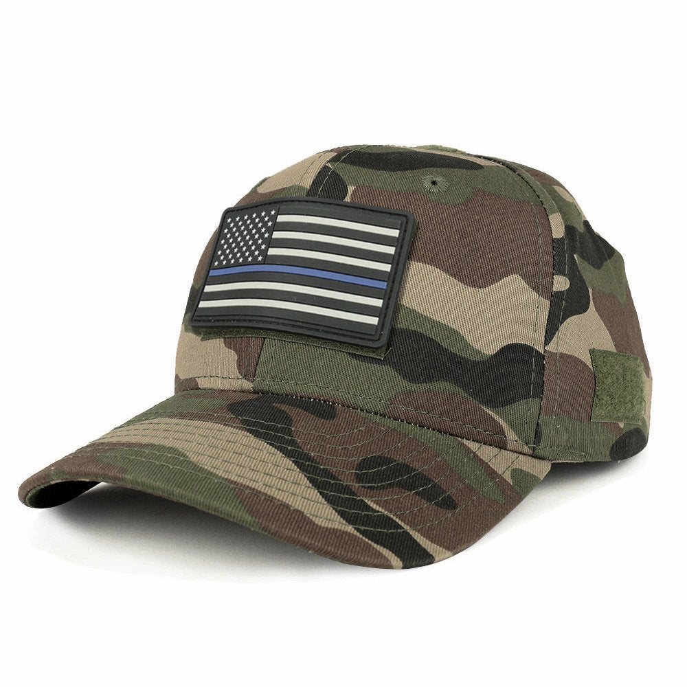 Armycrew USA Rubber Thin Blue Flag Tactical Patch Structured Operator Baseball Cap
