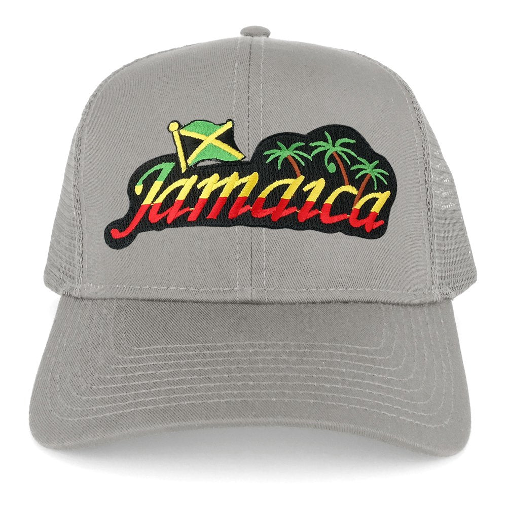 RGY Rasta Jamaica Text Island Palm Tree Iron on Patch Ajustable Trucker Cap