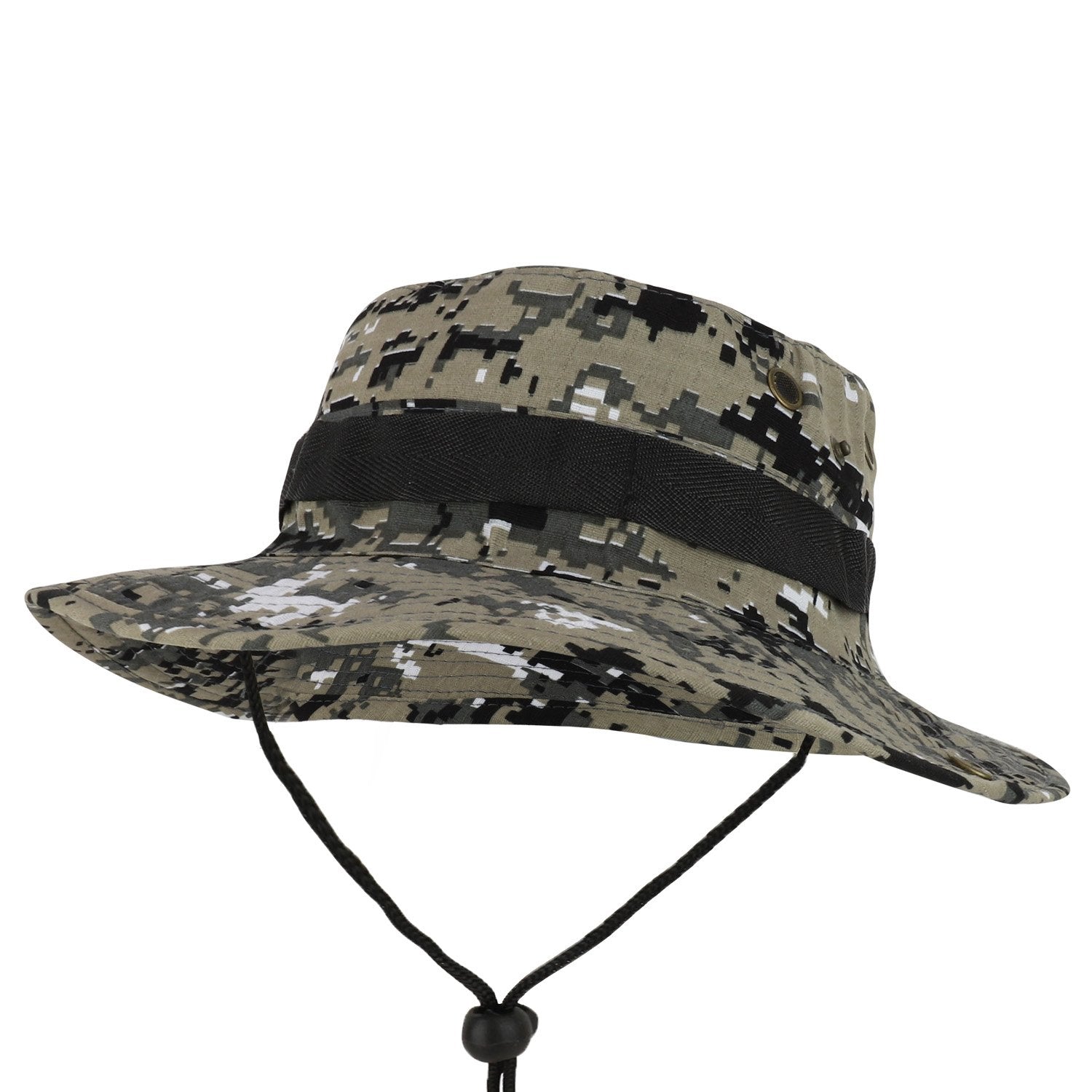 Armycrew Military Pixelated Camo Boonie Hat with Adjustable Chin Strap