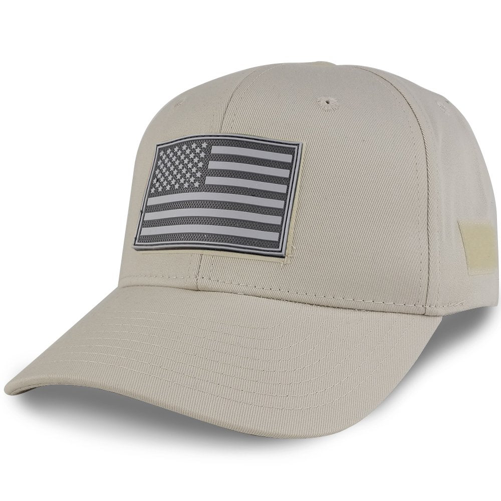 Armycrew USA Patriotic Black 2 American Flag Rubber Tactical Patch Adjustable Structured Operator Cap - ACU