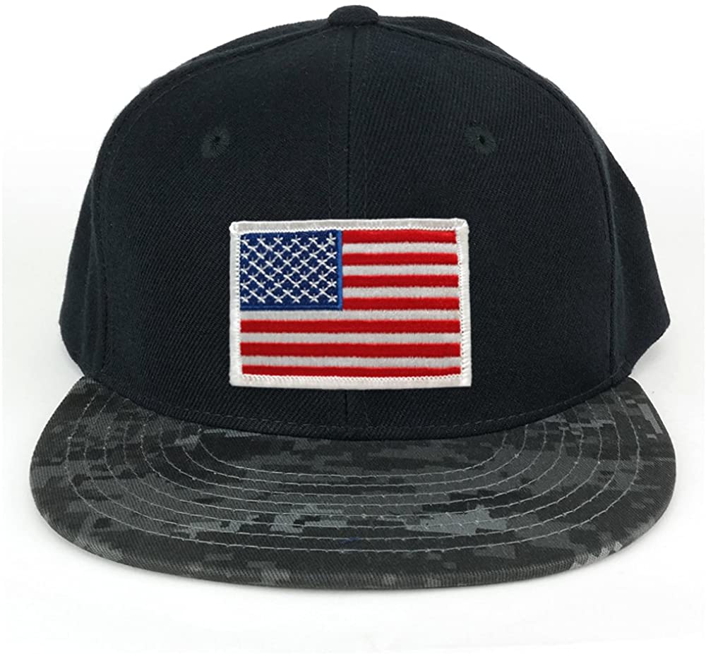 USA American Flag Embroidered Iron on Patch Camo Bill Snapback Cap - NTG