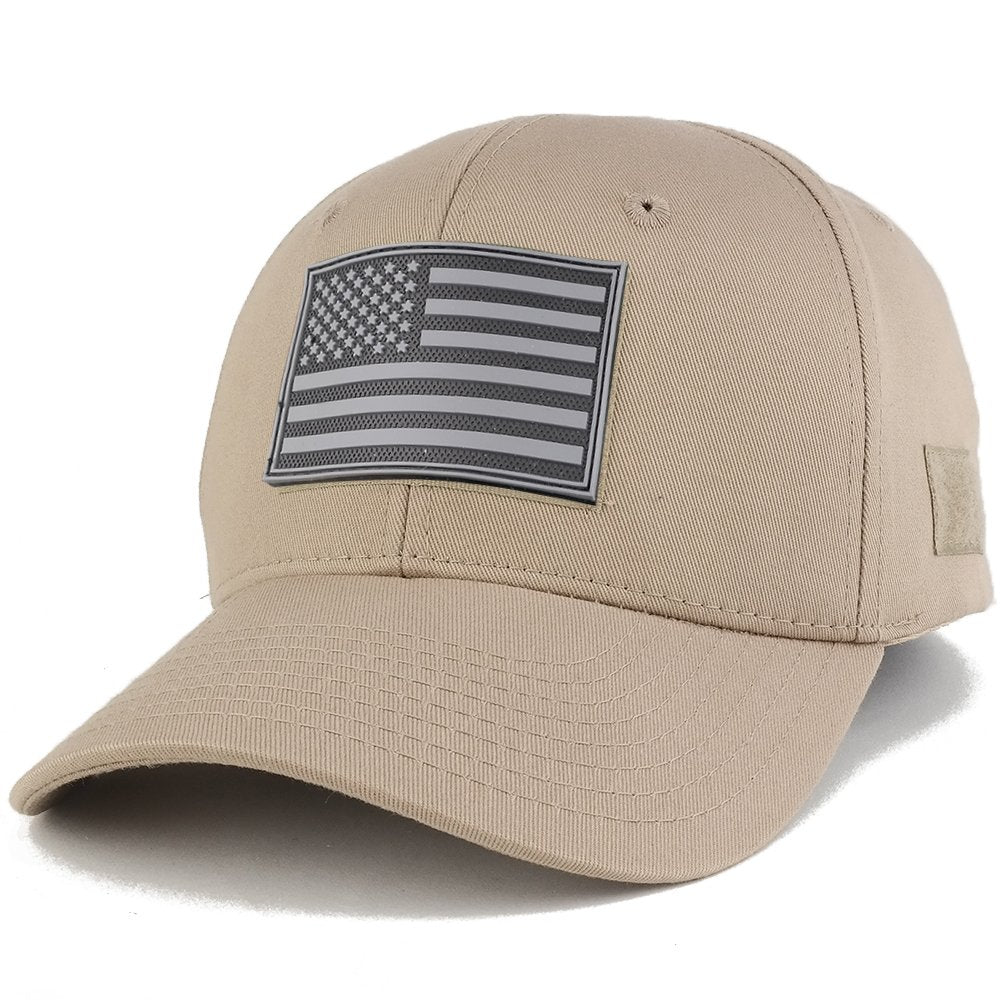 Armycrew USA Patriotic Black 2 American Flag Rubber Tactical Patch Adjustable Structured Operator Cap - ACU
