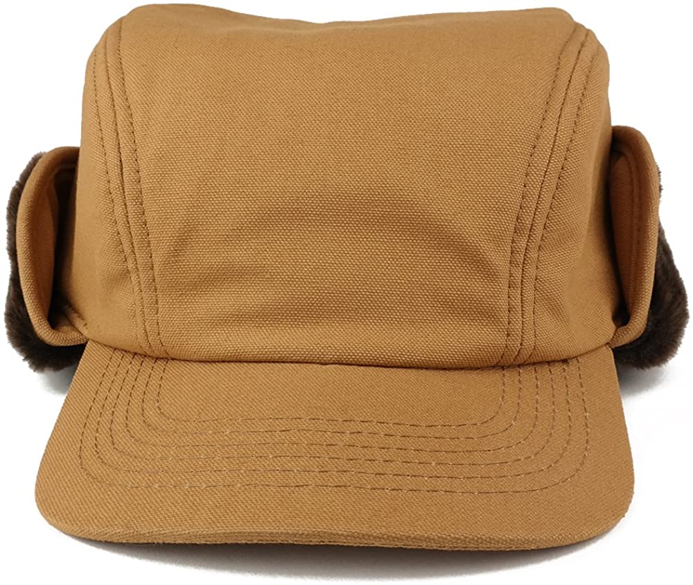 Armycrew Men's Duck Work Superior Cotton Winter Ball Cap with Earflap - Brown