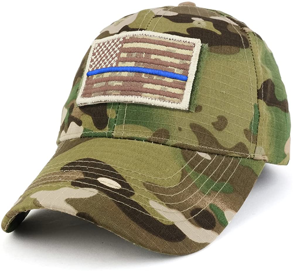 Armycrew USA Desert Digital Thin Blue Flag Tactical Patch Cotton Adjustable Baseball Cap