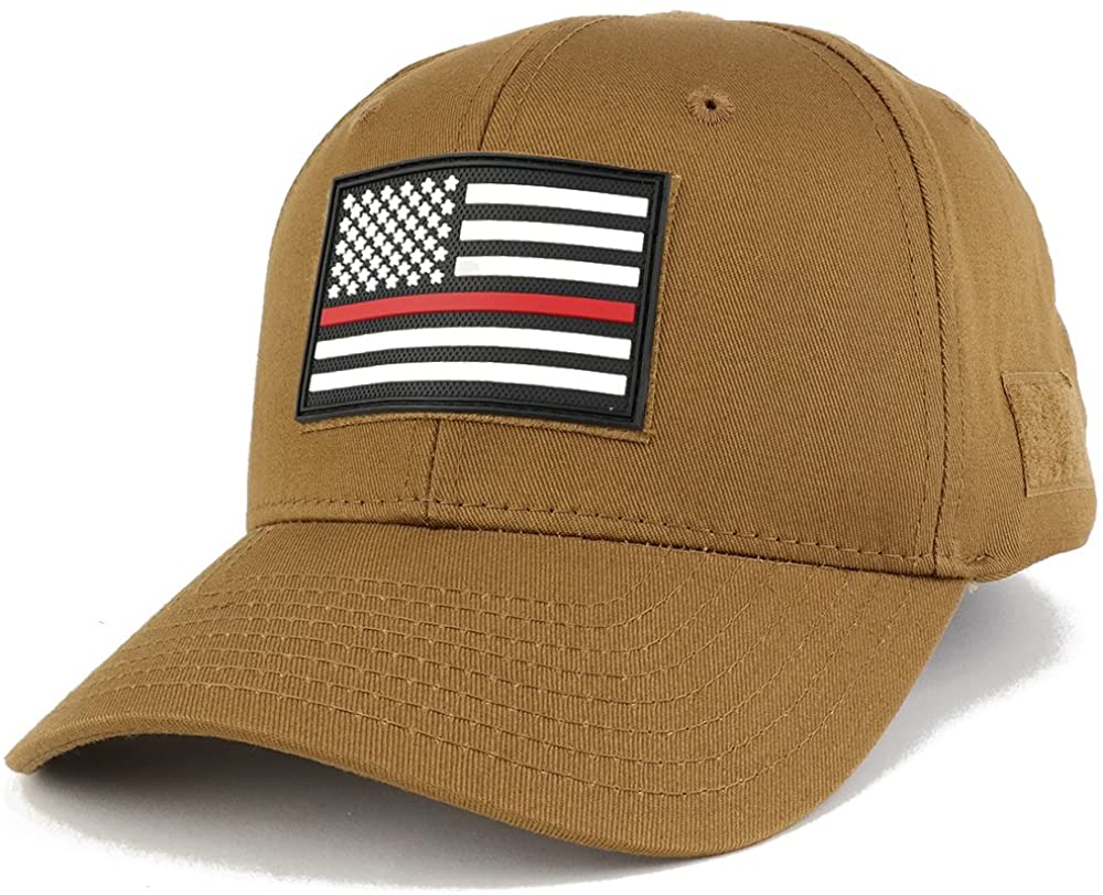 Thin RED Line USA Flag 3-D Rubber Tactical Patch Adjustable Structured Operator Cap