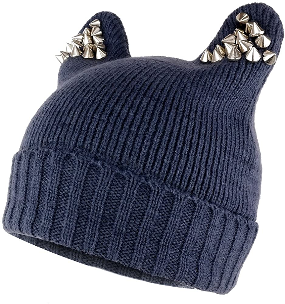 Pussyhat Women's Spiked Stud Cat Ear Beanie Hat