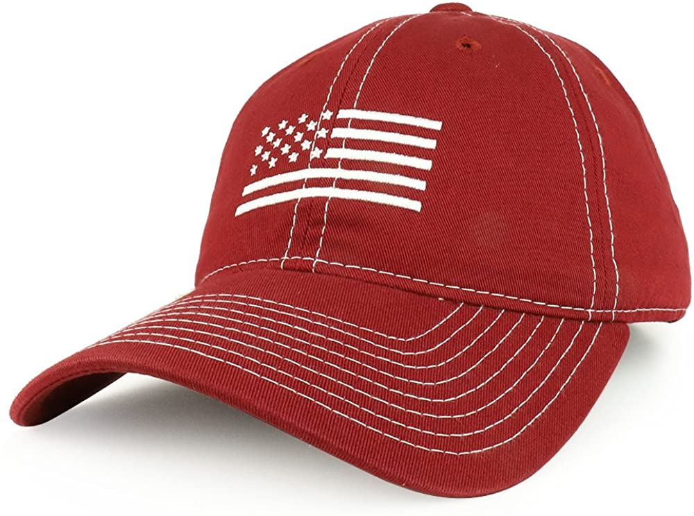 Armycrew American Flag Embroidered Contrast Stitch Soft Crown Dad Hat