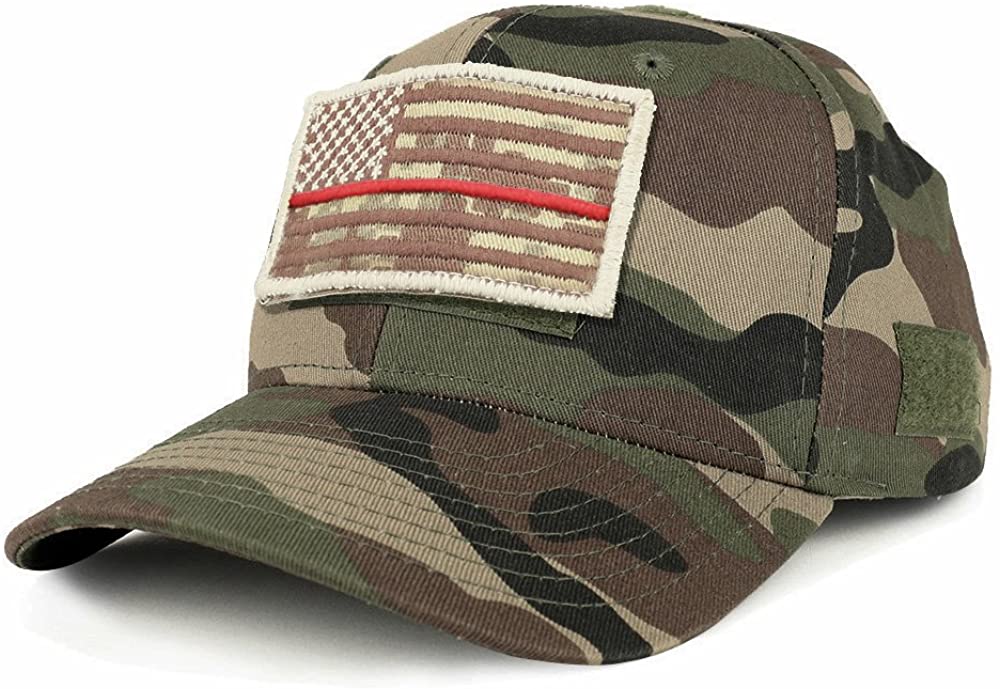 Armycrew USA Desert Digital Thin Red Tactical Patch Structured Baseball Cap