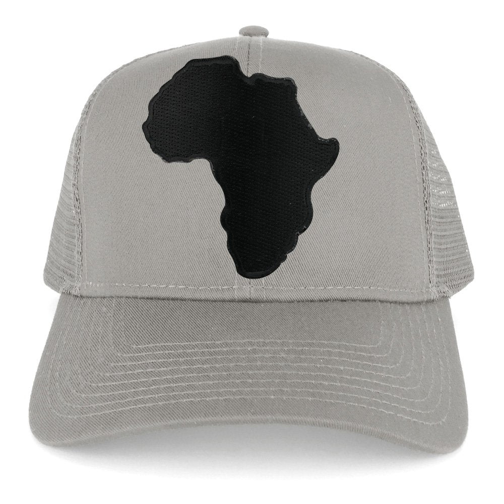 Solid Black Africa Map Embroidered Iron on Patch Adjustable Trucker Mesh Cap