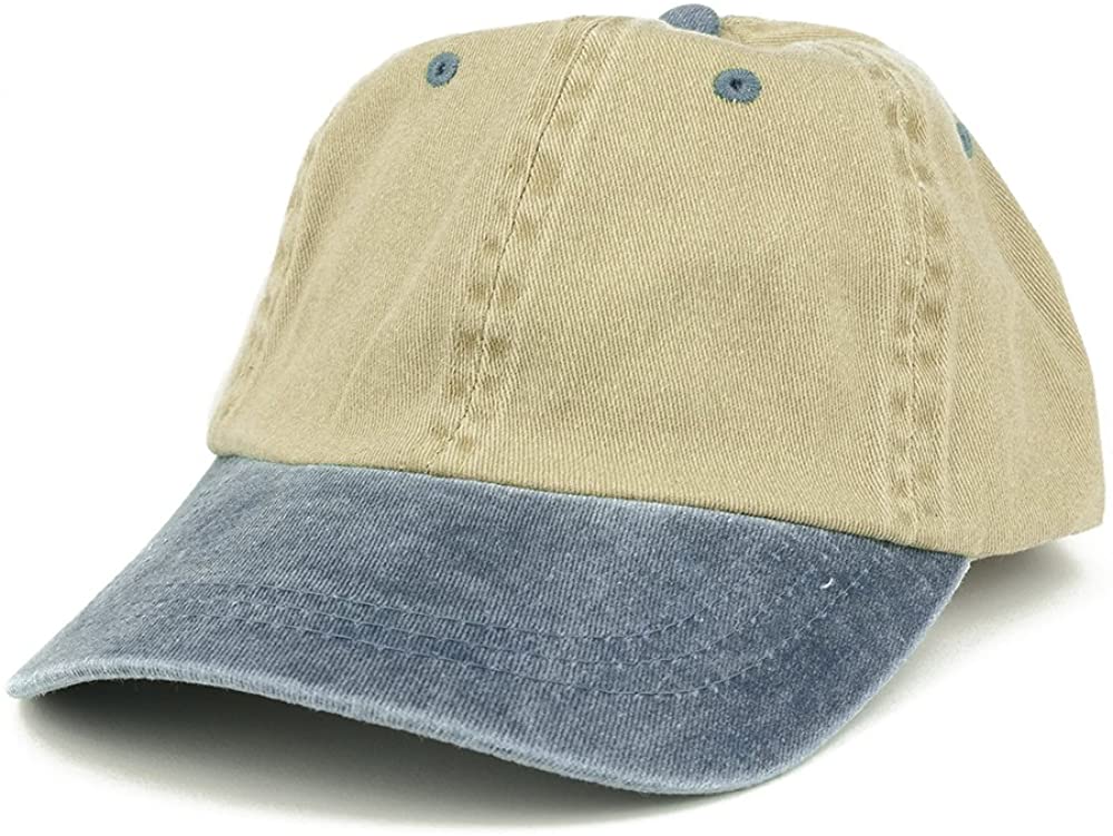 Armycrew Low Profile Blank Two-Tone Washed Pigment Dyed Cotton Dad Cap - Khaki Black