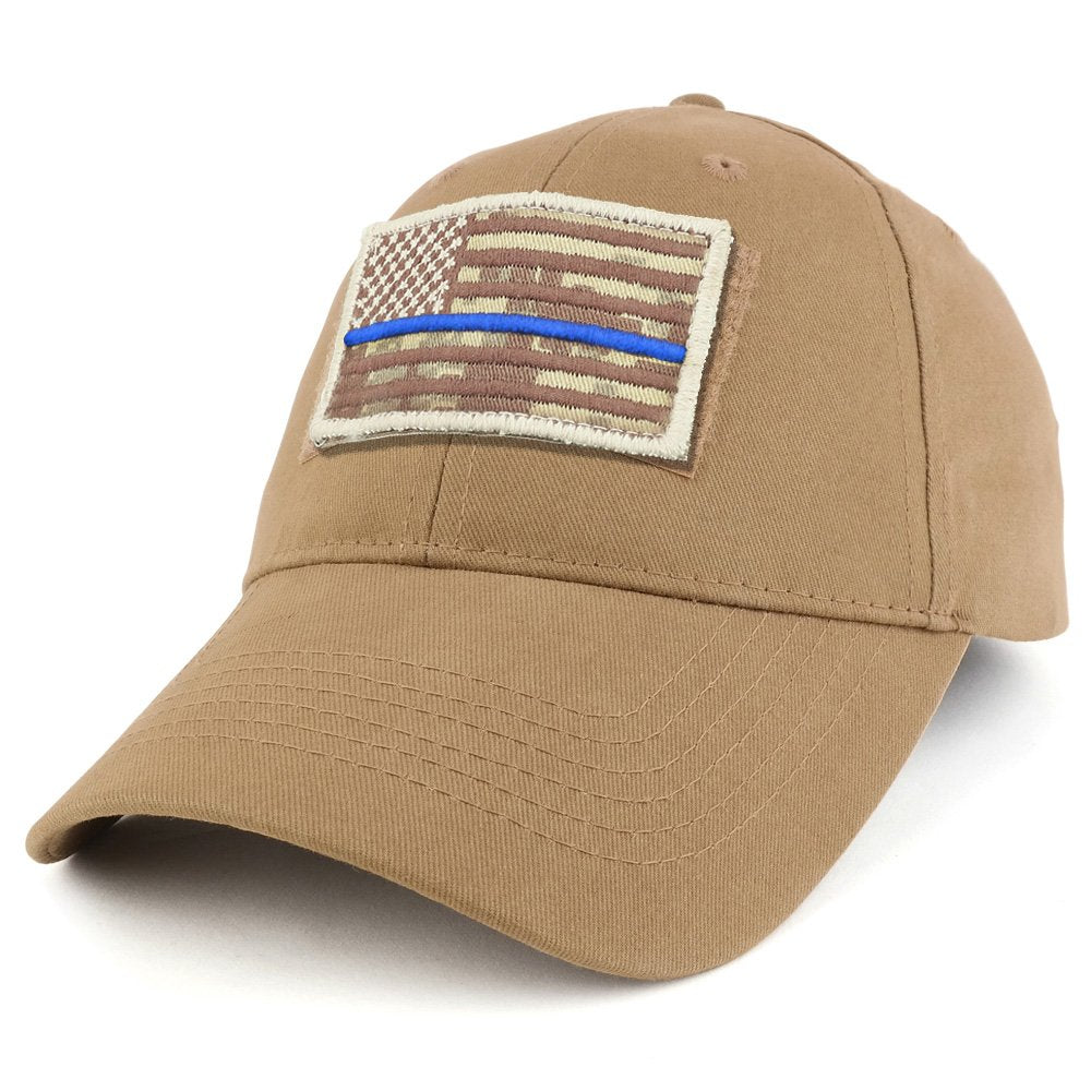 Armycrew USA Desert Digital Thin Blue Flag Tactical Patch Cotton Adjustable Baseball Cap