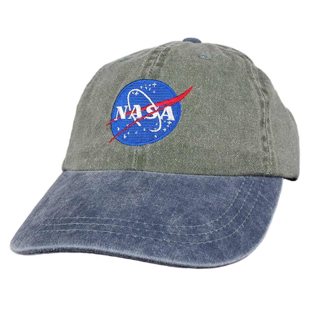 Armycrew NASA Insignia Embroidered 100% Cotton Washed Cap (One Size, White)