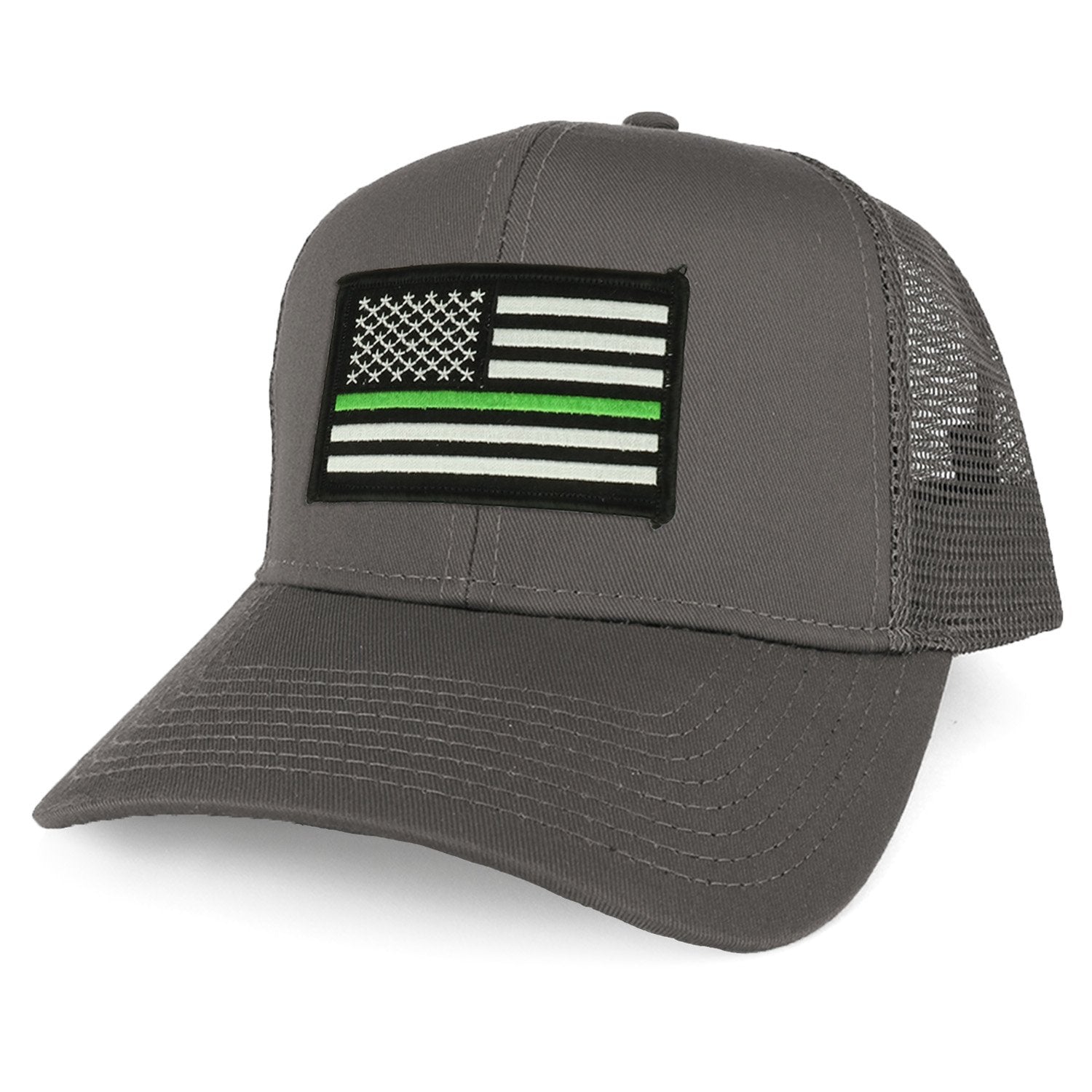 Armycrew XXL Oversize Thin Green Line USA Flag Patch Mesh Back Trucker Baseball Cap