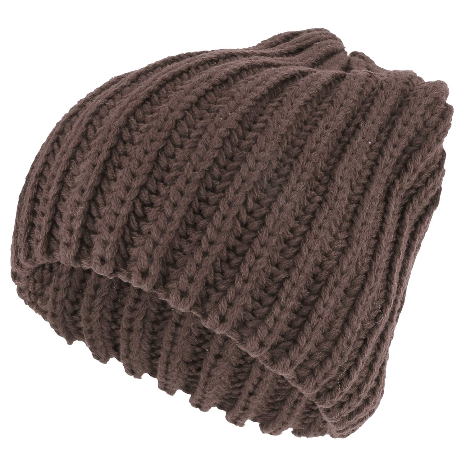 Armycrew Plain Thick Ribbed Winter Slouchy Beanie Hat